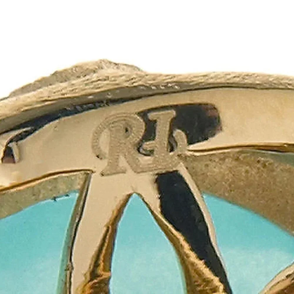 Rivka Friedman 18K Gold Clad Caribbean Blue Quartzite Bold Round Faceted Ring